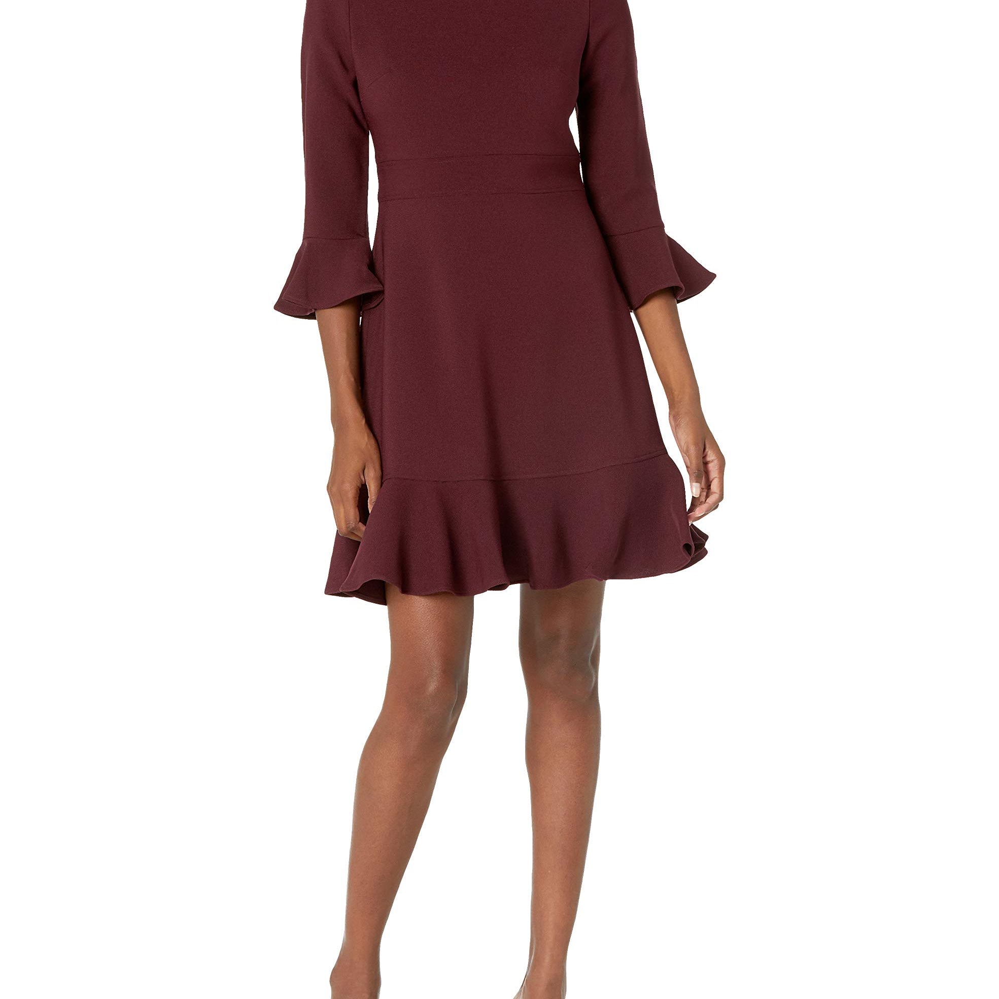 Eliza J Women's Bell Sleeve Fit and Flare Dress with Flounce Hem